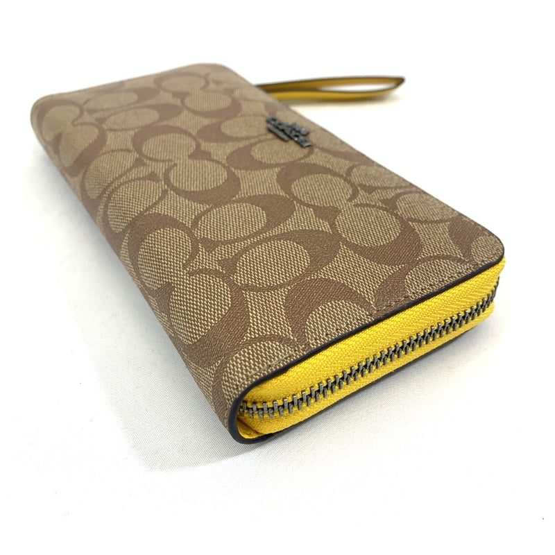COACH(コーチ) シグネクチャー ロングジップ アラウンド ウォレット C4552 ブラウン×イエロー レディース 長財布 【102062814001】