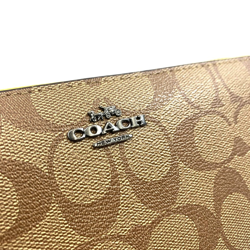 COACH(コーチ) シグネクチャー ロングジップ アラウンド ウォレット C4552 ブラウン×イエロー レディース 長財布 【102062814001】
