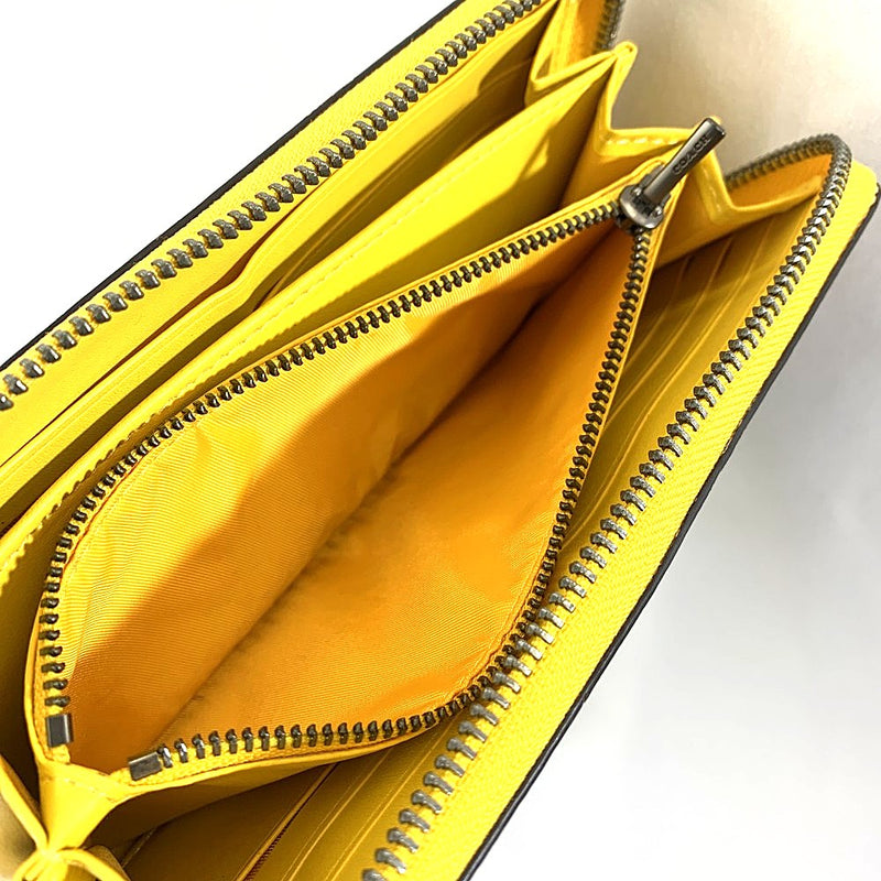 COACH(コーチ) シグネクチャー ロングジップ アラウンド ウォレット C4552 ブラウン×イエロー レディース 長財布 【102062814001】