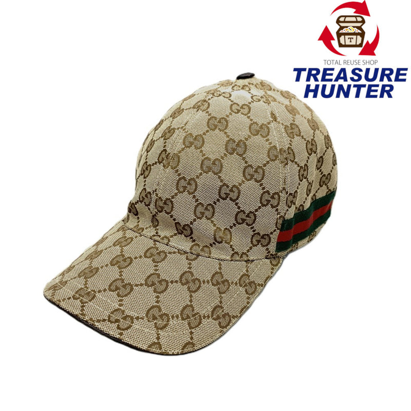 GUCCI(グッチ)　GGキャンバス　ベースボールキャップ　サイズ58(M）ベルクロ調整化　ブラウン　シェリーライン 【102062962001】