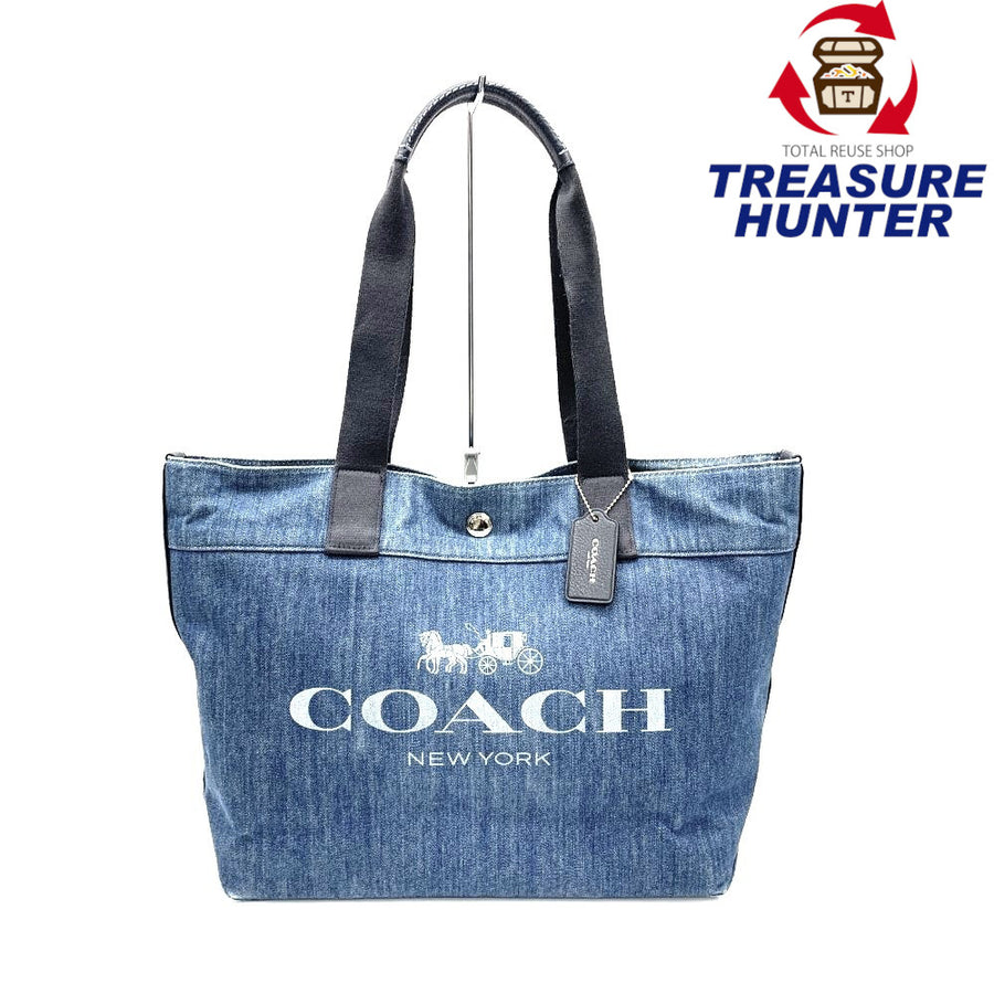 ✨極美品✨COACH ロゴホース アンド キャリッジ デニムトート F25902 COACH(コーチ) デニム トートバッグ インディゴ×グレー F25902