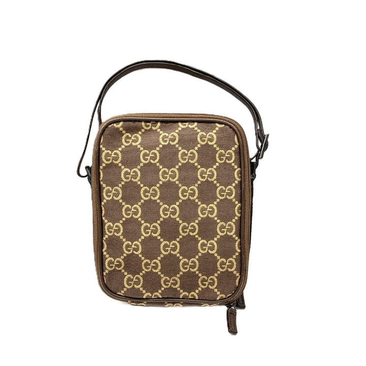 GUCCI(グッチ) GGキャンバス ミニハンドバッグ ポシェット ブラウン