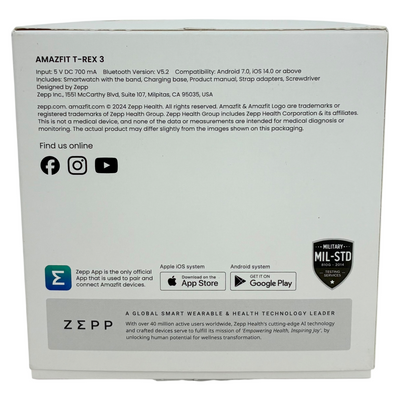 amazfit アウトドア用 スマートウォッチ T-REX 3 ヘイズグレー Android/iOS両対応 着信通知機能 2025年 アマズフィット 【103076534006】