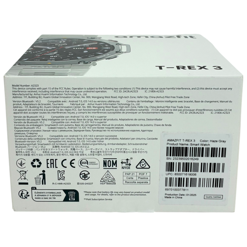 amazfit アウトドア用 スマートウォッチ T-REX 3 ヘイズグレー Android/iOS両対応 着信通知機能 2025年 アマズフィット 【103076534006】