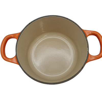 未使用品 LE CREUSET ル・クルーゼ ココット・ロンド 14cm 両手鍋 オレンジ IH対応 【105060125002】