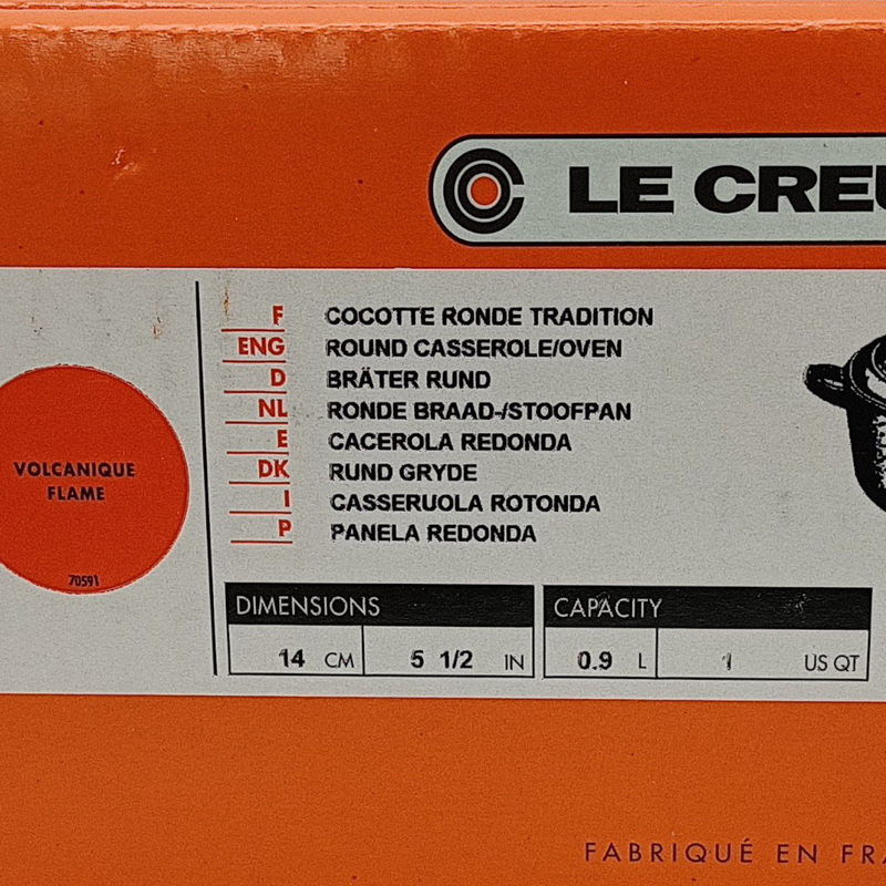 未使用品 LE CREUSET ル・クルーゼ ココット・ロンド 14cm 両手鍋 オレンジ IH対応 【105060125002】