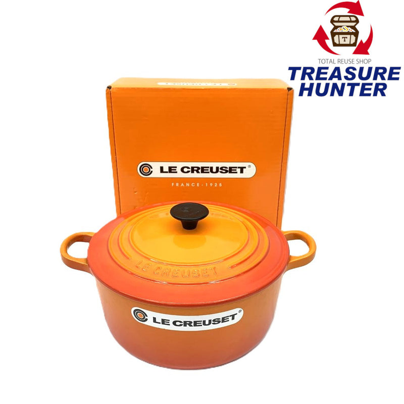 LE CREUSET(ル・クルーゼ) 両手鍋 22cm オレンジ トラディション 2501-22 09 ホーロー鍋 未使用品 【105060226001】