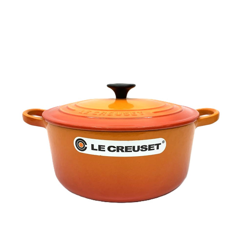LE CREUSET(ル・クルーゼ) 両手鍋 22cm オレンジ トラディション 2501-22 09 ホーロー鍋 未使用品 【105060226001】