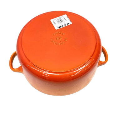 LE CREUSET(ル・クルーゼ) 両手鍋 22cm オレンジ トラディション 2501-22 09 ホーロー鍋 未使用品 【105060226001】