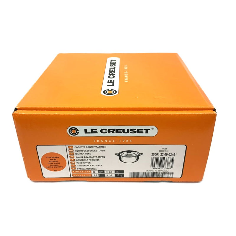 LE CREUSET(ル・クルーゼ) 両手鍋 22cm オレンジ トラディション 2501-22 09 ホーロー鍋 未使用品 【105060226001】