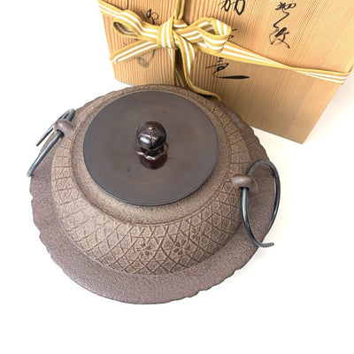 人間国宝 佐藤浄清 桜川地紋 平羽付釜 箱・証紙付き 茶道具 【106053911003】