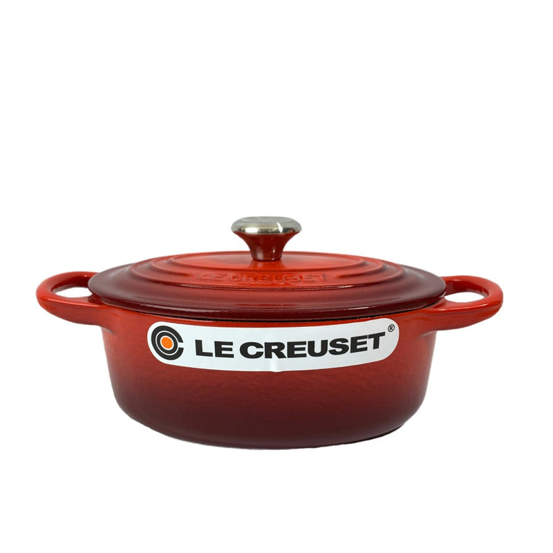 LE CREUSET(ルクルーゼ) 両手鍋 シグニチャー ココット・オーバル 17cm チェリーレッド(シルバーツマミ) 箱あり 【106059862005】