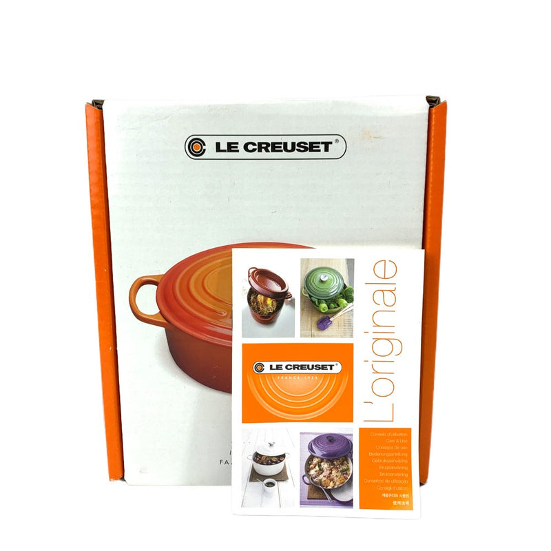 LE CREUSET(ルクルーゼ) 両手鍋 シグニチャー ココット・オーバル 17cm チェリーレッド(シルバーツマミ) 箱あり 【106059862005】