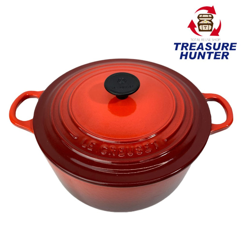 LE CREUSET(ルクルーゼ) 両手鍋 ココット・ロンド 22cm チェリーレッド 箱あり 【106059866005】