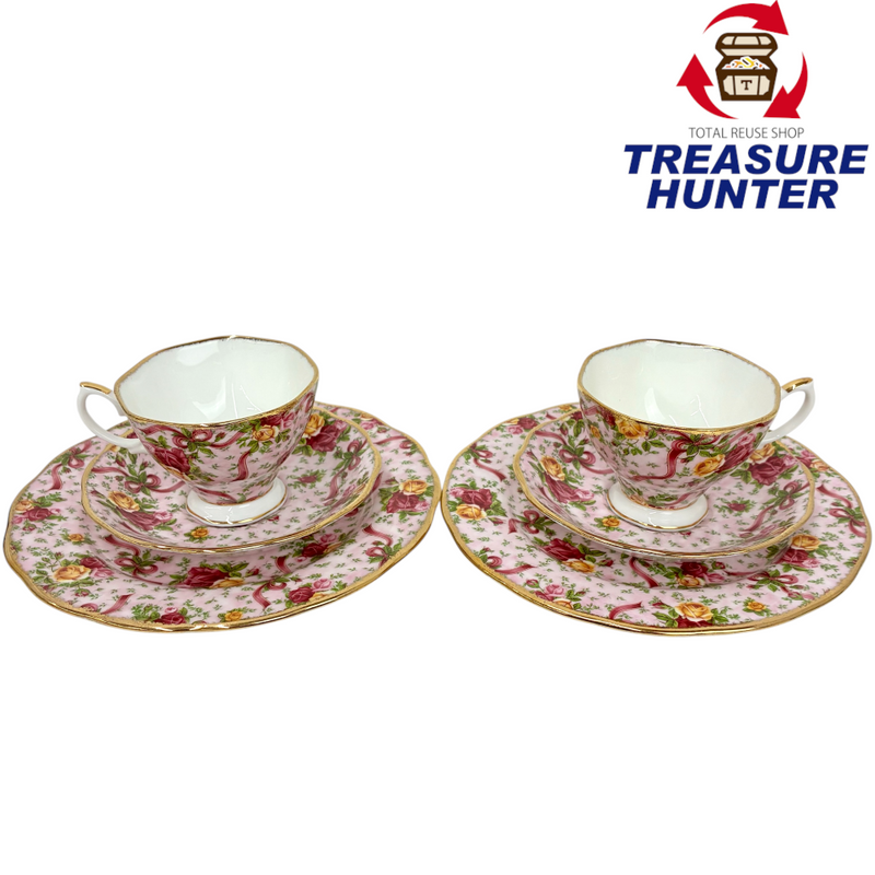 Royal Albert オールドカントリーローズ ルビーセレブレーション ペア カップ&ソーサー プレートセット ロイヤルアルバート 【106060372008】