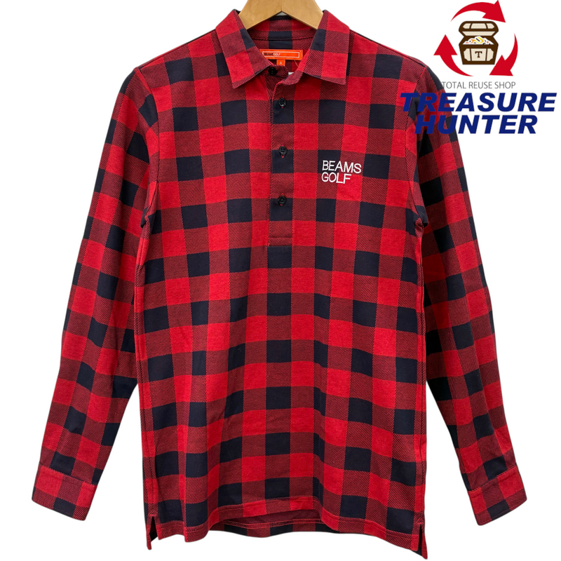 BEAMS GOLF ブロックチェックポロシャツ サイズS レッド 2020年秋冬モデル ビームスゴルフ 【107108418002】