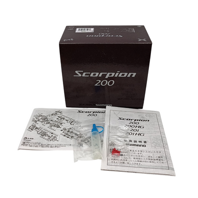 中古 シマノ SHIMANO ベイトリール スコーピオン Scorpion 200 右ハンドル ブラウン 釣り 箱 説明書 【107110202002】