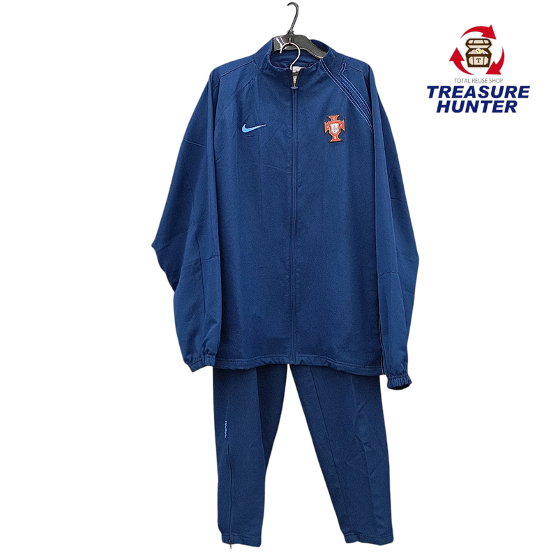 中古 ナイキ ポルトガル代表 リイシュー トラックジャケット 上下セット サイズ：XL/L 2004年 復刻 Portugal 2004 Reissue Apparelコレクション サッカー ネイビー 【107111730002】