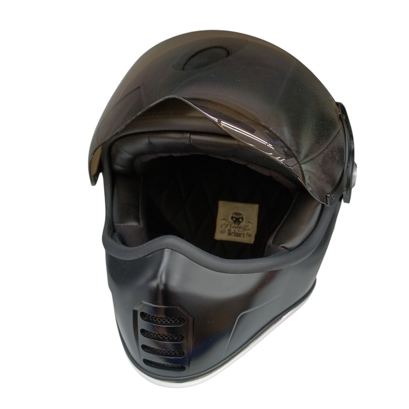 中古 RIDEZ フルフェイスヘルメット XX BLACK サイズ：L バイク用 ネオクラシック 収納袋 【107112365002】