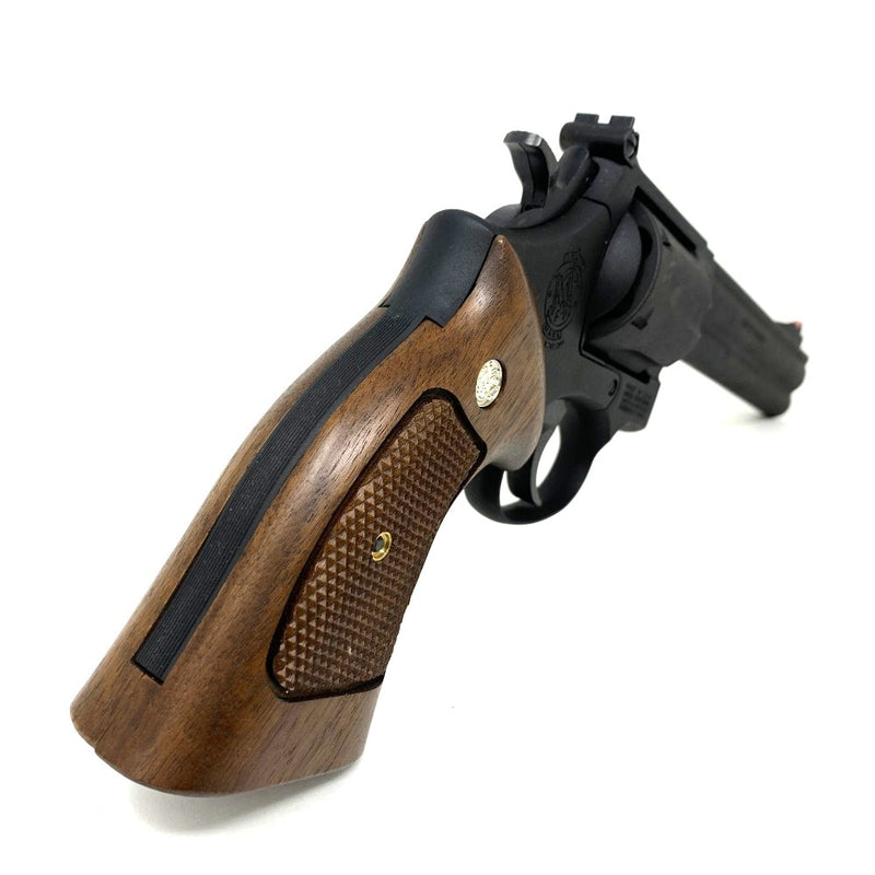 Marushin(マルシン)　モデルガン　M586　６インチ　ブラックヘビーウエイト　ハーフチェッカー木製グリップ銃　 【109057710005】