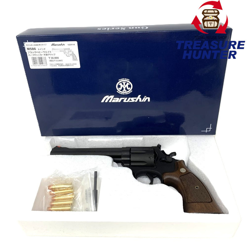 Marushin(マルシン)　モデルガン　M586　６インチ　ブラックヘビーウエイト　ハーフチェッカー木製グリップ銃　 【109057710005】