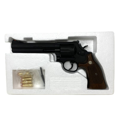 Marushin(マルシン)　モデルガン　M586　６インチ　ブラックヘビーウエイト　ハーフチェッカー木製グリップ銃　 【109057710005】