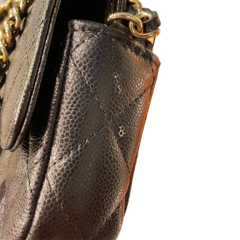 シャネル マトラッセ チェーンウォレット キャビアスキン ブラック/ゴールド金具 AP2096 チェーンショルダー スマホ CHANEL 【240001001714】