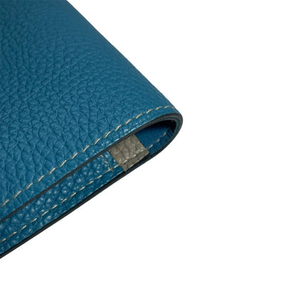 エルメス ドゴンGM バイカラー ブルー/グレーコインケース付き 二つ折り財布 メンズ レディース HERMES DOGON M刻 【240001016267】