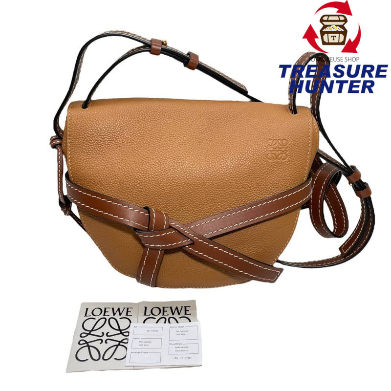 【新品同様】ロエベ ゲート スモール ショルダーバッグ 321.74AT20 レザー ブラウン LOEWE GATE 斜め掛け 【24000101735】