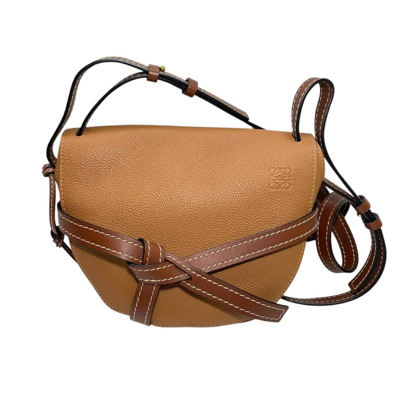 【新品同様】ロエベ ゲート スモール ショルダーバッグ 321.74AT20 レザー ブラウン LOEWE GATE 斜め掛け 【24000101735】