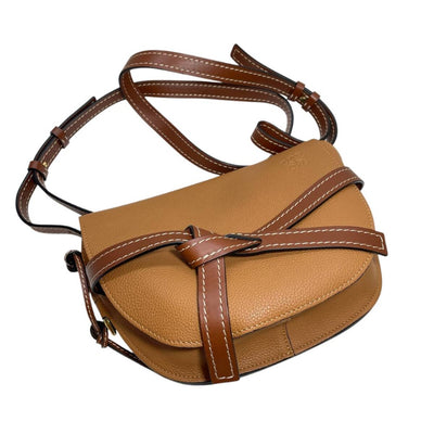 【新品同様】ロエベ ゲート スモール ショルダーバッグ 321.74AT20 レザー ブラウン LOEWE GATE 斜め掛け 【24000101735】