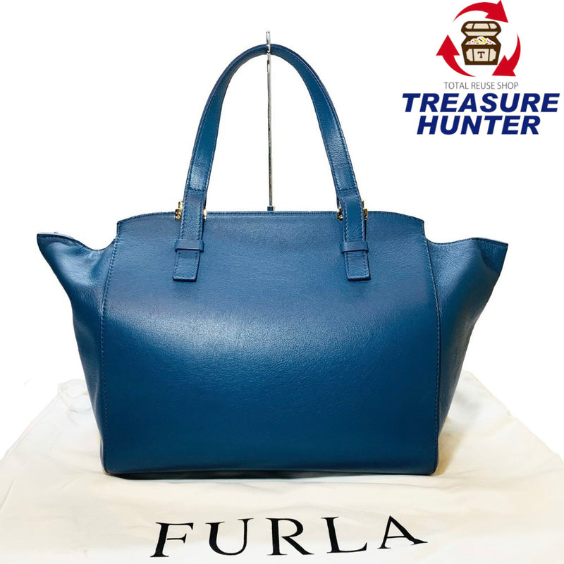 FURLA フルラ レザー ハンドバッグ トートバッグ ブルー 【240001017372】