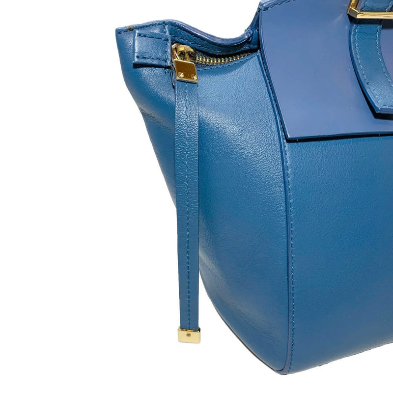 FURLA フルラ レザー ハンドバッグ トートバッグ ブルー 【240001017372】