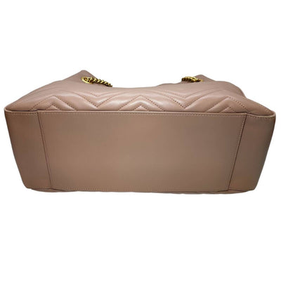 グッチ GGマーモント チェーントートバッグ 453569 レザー ピンクベージュ ロゴ GG レディース ゴールド金具 GUCCI 【240001017623】
