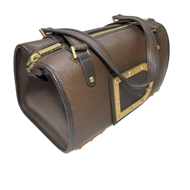 デルボー アストリッド ミニボストンバッグ オールレザー ゴールド金具 DELVAUX ASTRID ハンドバッグ ブラウン 【240001017741】