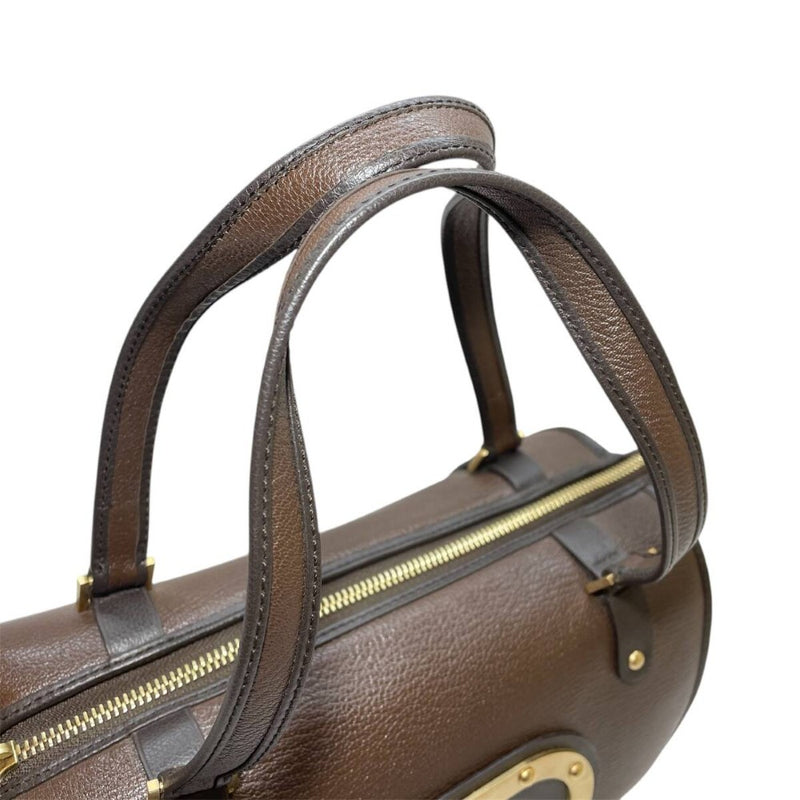 デルボー アストリッド ミニボストンバッグ オールレザー ゴールド金具 DELVAUX ASTRID ハンドバッグ ブラウン 【240001017741】