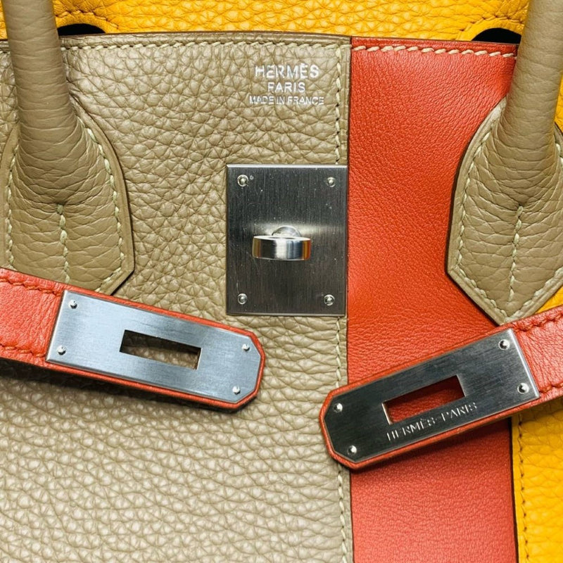 HERMES エルメス バーキンカザック30 トリヨンクレマンス ヴォ―スイフト トゥルティエールグレー サンギーヌ ムタード マットシルバー金具 【240005004075】