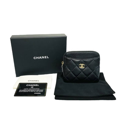 CHANEL シャネル マトラッセコインケース ラムスキン ブラック AP2061 ココマーク 【240005005640】