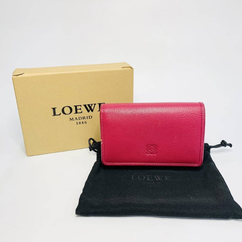 LOEWE ロエベ 2つ折りＬ字ジップ 財布 レザー エンジ 【240005005884】