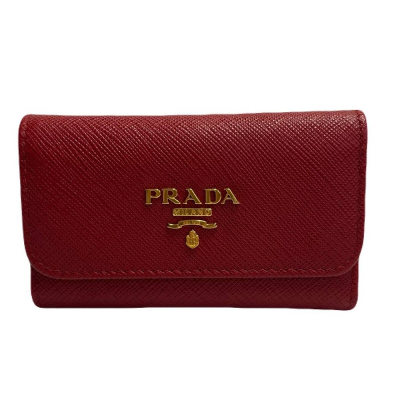 【美品】PRADA プラダ 6連キーケース サフィアーノ レザー レッド 【240005006084】