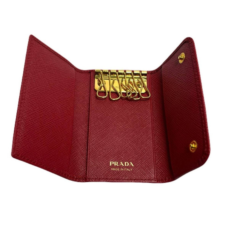 【美品】PRADA プラダ 6連キーケース サフィアーノ レザー レッド 【240005006084】