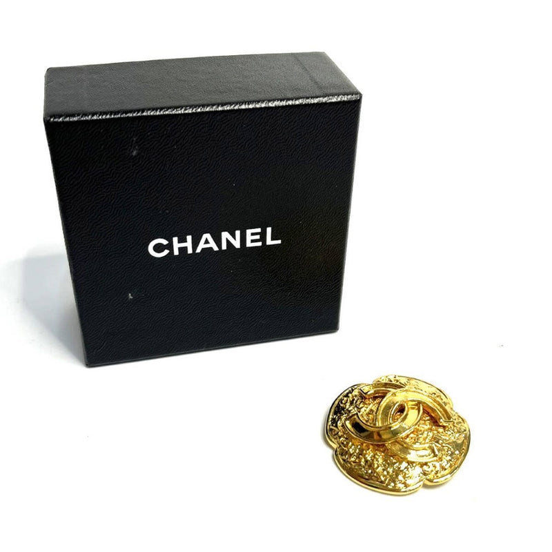 【美品】CHANEL シャネル ココマーク ブローチ ヴィンテージ 95年製 GP メッキ仕様品 【2400050061491】