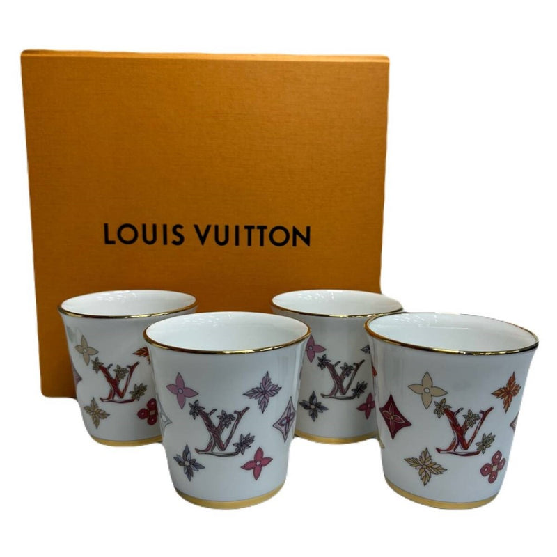 【超美品】ルイヴィトン モノグラムフラワー セット4ゴブレ GI0462 カップ 陶器 LOUIS VUITTON  【2400050061514】