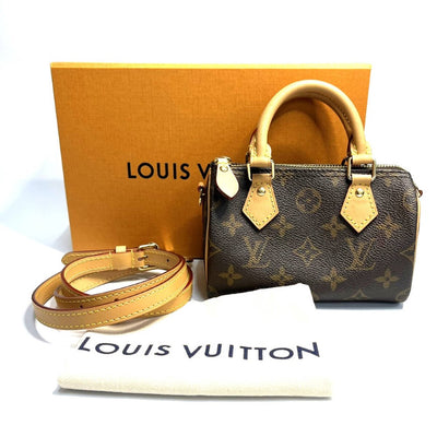 ルイ ヴィトン モノグラム ナノ スピーディ ミニバッグ M81085 ストラップ付き LOUIS VUITTON 【240005006204】