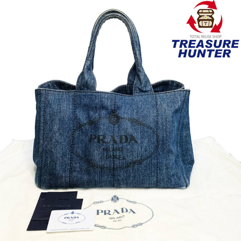 PRADA プラダ カナパ B1877B ハンドバッグ トートバッグ デニム 【240005006762】