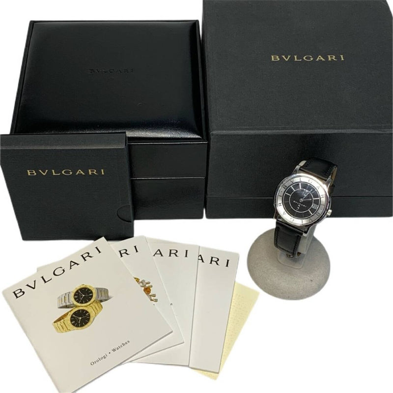BVLGARI ブルガリ ブルガリブルガリ ソロテンポ メンズ クォーツ 腕時計 ST35S ブラック 稼動品 【240005006846】