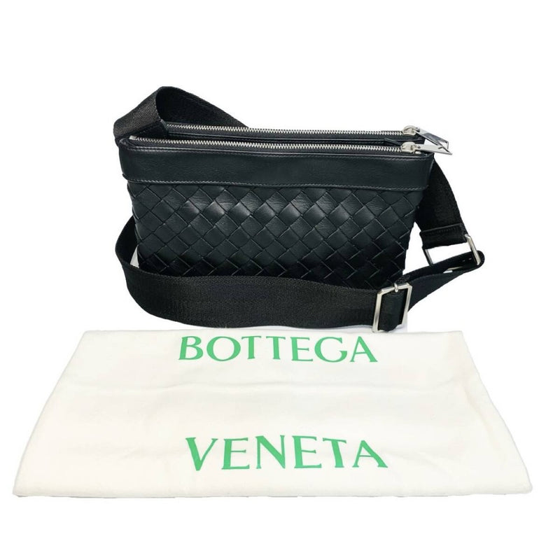 BOTTEGA VENETA ボッテガヴェネタ イントレチャートデュオ ショルダーバッグ クロスボディ レザー ブラック 651938 【240005006879】