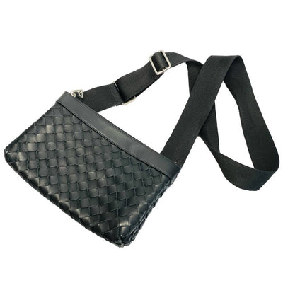BOTTEGA VENETA ボッテガヴェネタ イントレチャートデュオ ショルダーバッグ クロスボディ レザー ブラック 651938 【240005006879】