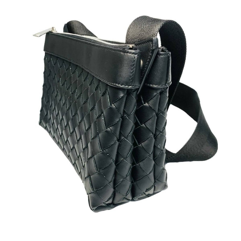 BOTTEGA VENETA ボッテガヴェネタ イントレチャートデュオ ショルダーバッグ クロスボディ レザー ブラック 651938 【240005006879】