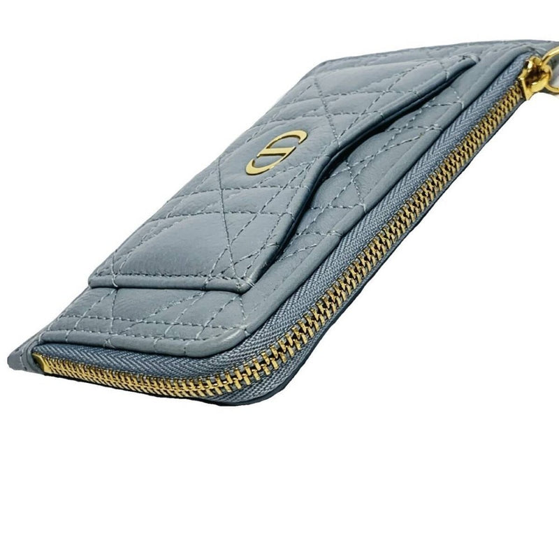 Dior ディオール カナージュ レザー CDロゴ ジップ カードホルダー L字ファスナー 小銭入れ ウォレット カードケース コインケース 【240005007015】
